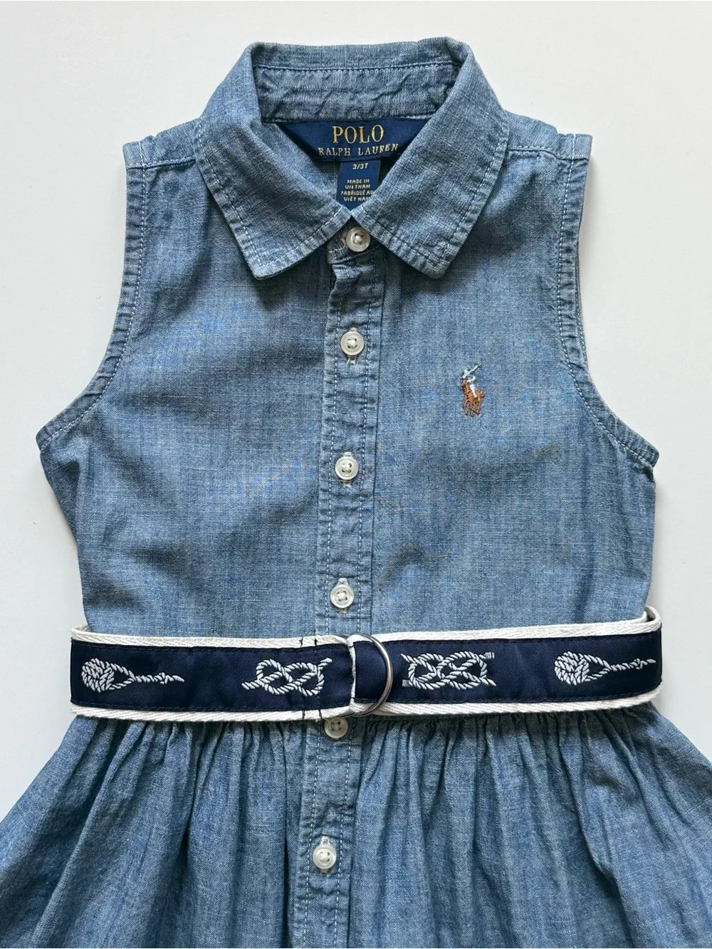 Polo Ralph Lauren Girls Belted Chambray Shirtdress - Size 3/3T